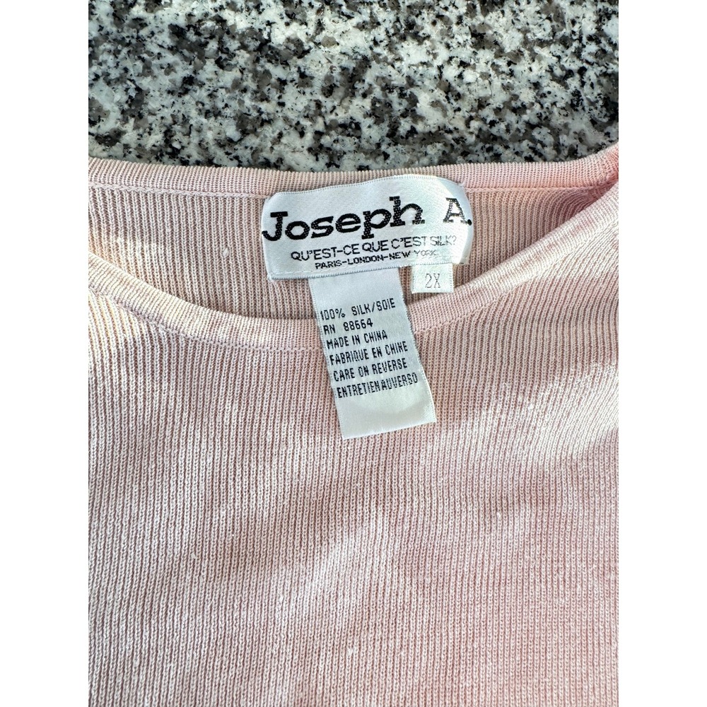 Joseph A Pink Silk Knit Short Sleeve Top Womens 2X Lightweight Minimalist - Picture 2 of 7